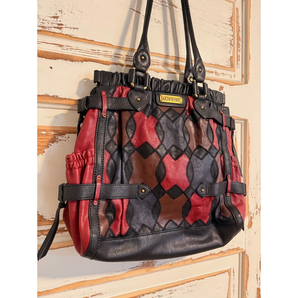 Lockheart Leather Y2K Multicolor Satchel Boho Shoulder Bag New